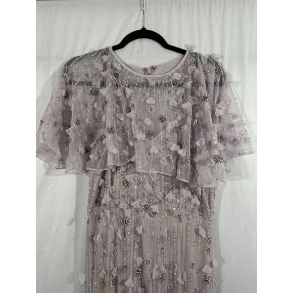 NWT $698 Mac Duggal [ 10 ] Embellished Cape Sleeve Trumpet Gown in Lilac Purple‎ - Picture 9 of 16